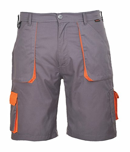 Portwest TX14 Texo Kontrast-Shorts 2 Gesäßtaschen Baumwolle Strapazierfähig | Schwarz, XS, UPF 50+, 40% Polyester, Elastischer Bund, Elastische Taillenbund, Seitentaschen, Reißverschluss