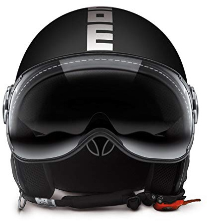 MOMO Design 10010030032 CASCO DEMI JET FIGHTER EVO NERO OPACO/BIANCA TAGLIA XS
