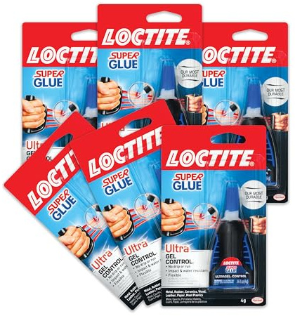 Loctite Super Glue Ultra Gel Control, Clear, 0.14 fl oz Bottle, 6 Pack - Superglue for Plastic, Wood, Metal, Crafts & Repair, Cyanoacrylate Adhesive Instant Glue, Quick Dry