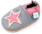 Dotty Fish Scarpine in Pelle Prima Infanzia. Scarpe Bimbi per Primi Passi con Suola Scamosciata. Grigio con Stella Rosa. 12-18 Mesi (21 EU)