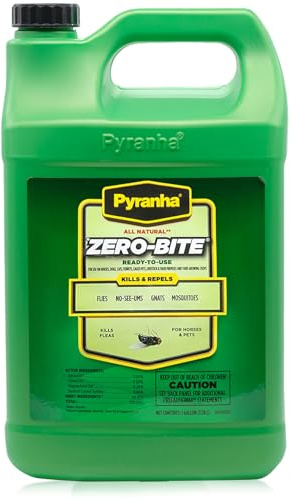 PYRANHA Zero-Bite All Natural Fly Spray - Ready to Use Water Based Repellent for Horses, Dogs, Cats, Ferrets, Caged Pets, Livestock | Repels Flies, Gnats, Mosquitoes, No-See-UMS