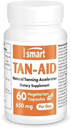 Tan-Aid - Accélérateur de bronzage naturel - Formule Mélanine brevetée - Prolongateur de bronzage - Teint Hâlé & Naturel - 100% Vegan - Sans OGM - 60 Gélules - Supersmart