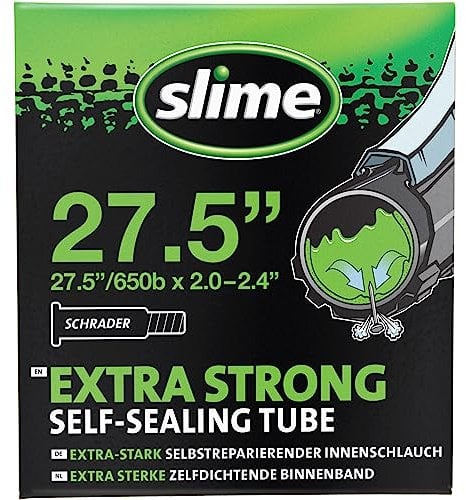Slime 30077 Cámara Interior de Bicicleta con Sellante de Pinchazos Slime, Sellado Autónomo, Prevenir y Reparar, Válvula Schrader, 50/60-584 mm (27,5 (650b) x 2,0-2,4)