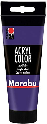 Marabu 12010050251 - Acryl Color violett 100 ml, cremige Acrylfarbe auf Wasserbasis, schnell trocknend, lichtecht, wasserfest, zum Auftragen mit Pinsel und Schwamm auf Leinwand, Papier und Holz