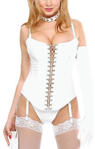 Elegante creme-weiße Lack Handschuhe extralang - Gr. L