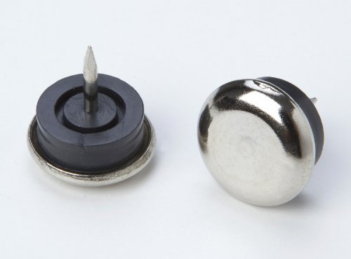 16 Stuhlbeingleiter Stuhlgleiter Möbelgleiter Bodenschutz, Stahl mit Gummieinlage, vernickelt/schwarz, Durchmesser 18mm, zum Einschlagen, für Teppich geeignet