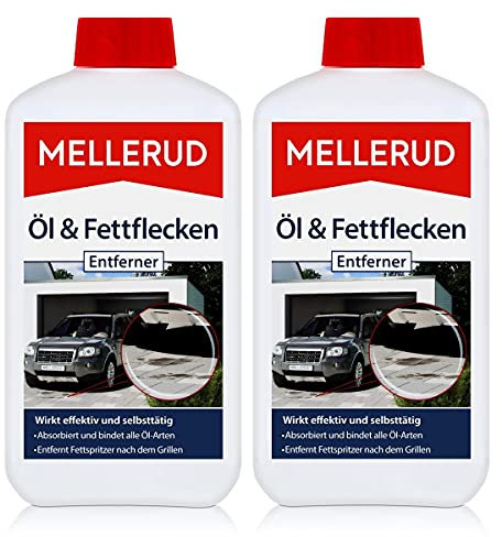 Mellerud Öl & Fettflecken Entferner 500ml - Absorbiert und bindet alle Öl-Arten - Entfernt Fettspritzer nach dem Grillen (2er Pack)