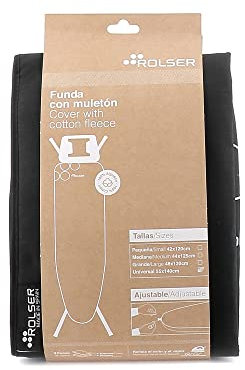 Rolser Funda 100% Algodón para Tabla de Planchar - Talla Universal 140x55 cm - Cotó Negro