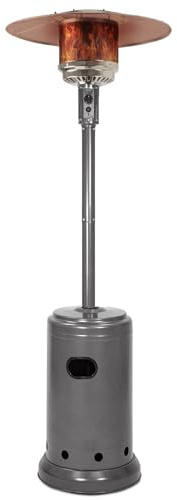 Amazon Basics 46,000 BTU Portable Outdoor Propane Patio Heater with Wheels, Commercial & Residential with Water Tank, Adjustable Heat Output, 9-Foot Radius, Slate Gray, 32.1L x 32.1W x 91.3H