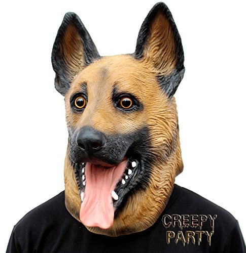 CreepyParty Festa in Costume di Halloween Maschera in Lattice a Testa di Animale Cane Pastore Tedesco