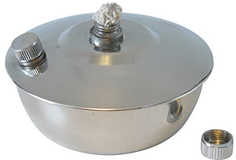 Spirituslampe mit extra Befüllöffnung, mit rundem Docht, 1A Qualität, Edelstahl - Spiritusbrenner Labor