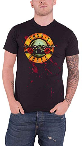 Guns & Roses Men's Guns N' Roses Bullet T Shirt, Black, XXL UK
