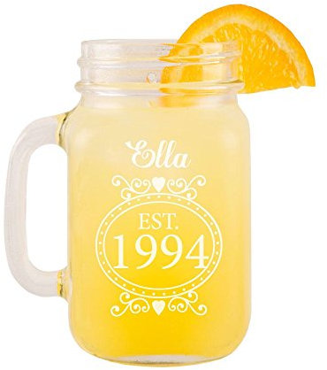 Personalised 21st Birthday Glass Mason Jar for Her, Girl's Birthday Memento