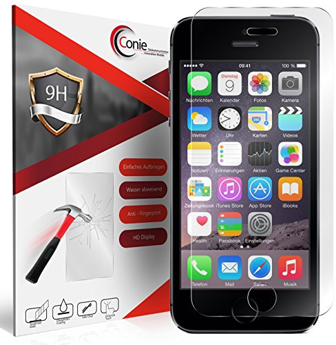 Conie 9H148 9H Panzerfolie Kompatibel mit iPhone 5 / 5S / SE, Panzerglas Glasfolie 9H Anti Öl Anti Fingerprint Schutzfolie für iPhone SE iPhone 5 iPhone 5s Folie HD Clear