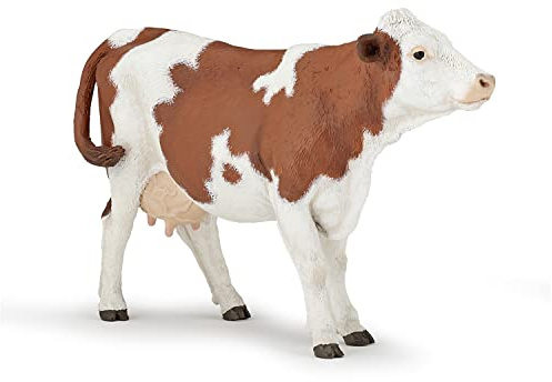Papo - Statuina Mucca Montbéliarde Realistica - 3 Anni + - Collezione Vita in Fattoria - Gioco Educativo Animali da Allevamento - Idea Regalo Giocattolo Bambina Bambino