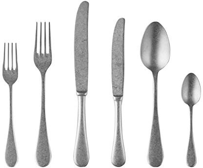 MEPRA Vintage Servizio, Acciaio Inossidabile 18/10 con Trattamento Superficiale Stone-Washed, Peltro, 36 Pezzi