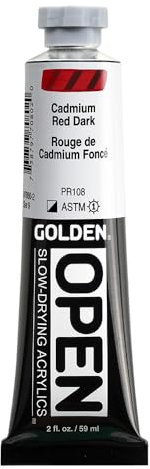 Golden Artist Colors Ouvert 2 oz Couleur de peinture de couleur acrylique: rouge foncé cadmium 2 oz