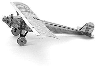 Fascinations MMS043 Metal Earth Metallbausätze - Flugzeug Spirit of Saint Louis, lasergeschnittener 3D-Konstruktionsbausatz, 3D Metall Puzzle, DIY Modellbausatz mit 1 Metallplatinen, ab 14 Jahre