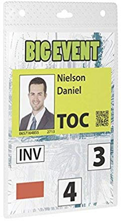 Durable 852619 Busta Portanome per Eventi Formato A6, Polipropilene, Asola Centrale e Due Fori Laterali, Trasparente, Confezione da 10 Pezzi