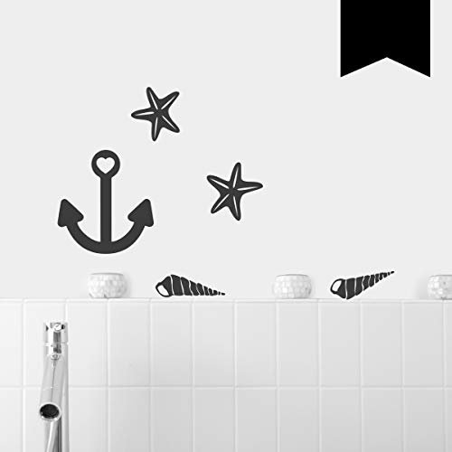 WANDKINGS Wandtattoo Maritim - A4 Set 21 x 30 cm - Schwarz - 35 Farben zur Wahl