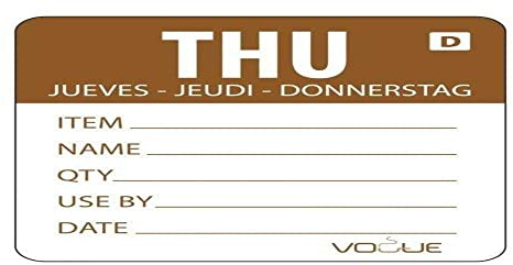Vogue Day of the Week Prepared Label Thursday Dissolvable Adhesive - (Roll 250)