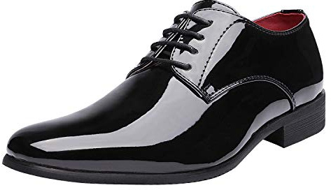 Bruno Marc Men's Faux Patent Leather Dress Shoes, Classic Lace-Up Oxford, Comfortable Leather Lining, Durable Wooden Heel, Tuxedo Shoes for Formal Events, Size 10,Black,CEREMONY-06