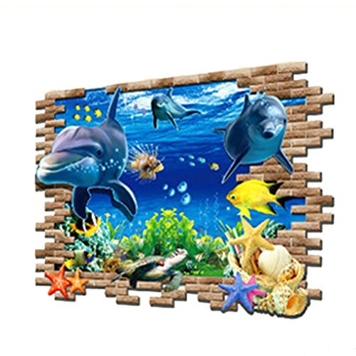 3D Delphin Meer Ozean Welt Kinderzimmer Badezimmer PVC Wandtattoo Wandaufkleber PVC Wand Dekoration