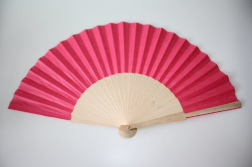 Wooden Folding Handheld Fan, Chinese Fabric Foldable Hand Fan for Men Women Performance Dancing, Party, Birthday Wedding Festival Gifts, DIY Home Wall Decorations (Pack of 1, Fuschia)