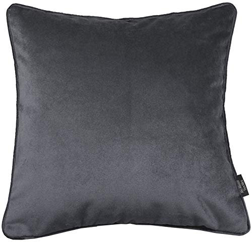 McAlister Textiles Matter Samt | Kissenbezug für Sofakissen in Anthrazit | 50 x 50cm | erhältlich in 25 Farben | griffester Samt edel paspeliert | Kissenhülle für Samtkissen