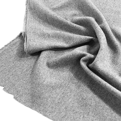 TOLKO 50cm Kaschmir Winter Wollstoff Mantelstoff | Flauschig weich warm 1,5mm dick | Schweres Wolltuch für Mantel Jacke Sakko | Wollstoff Meterware zum Nähen Dekorieren 150cm breit (Hell Grau)