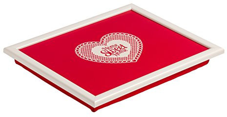 Premier Housewares 1207926 Red and White Lap Trays For Eating With Cushion Laptop Tray For Bed Trays For Eating Cushioned Dinner Tray 6 cm x 44 cm x 34 cm