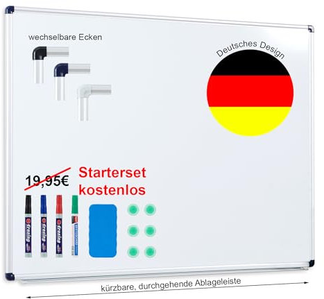 Dynamic-Wave Premium Whiteboard - 240 x 120 - Magnetwand & Schreib- und Zeichentafel - Vielseitige Magnettafel, Notiztafel für Büro, Schule & Zuhause