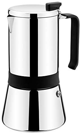MONIX Aroma Cafetera Italiana, 18/10, Inoxidable, Gris (Acero), 9.5 cm, 4 tazas