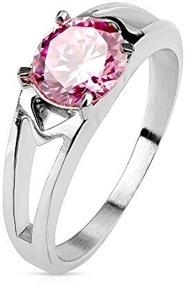 Tapsi´s Coolbodyart® Finger Ring Edelstahl Hohlring Zirkonia Pink 60(19)