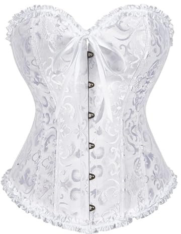 KUOSE Damen Vollbrust Corsage Bauchweg Korsage Top Übergrößen Weiß, EUR(32-34)S