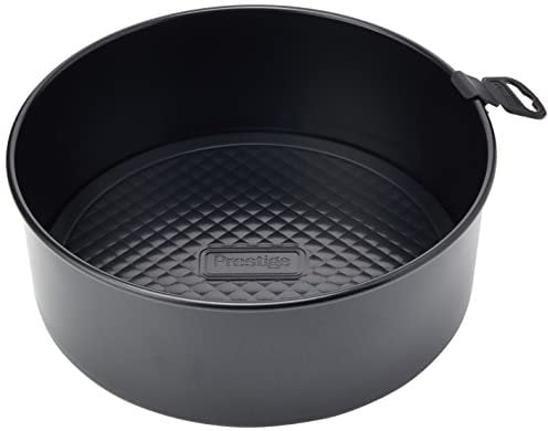 Prestige Inspire Non Stick Round Cake Tin with Loose Base 25.5cm - Round 10 Inch Cake Tins for Baking, Freezer & Dishwasher Safe, Carbon Steel Bakeware, Black, 25.5 x 9.5cm
