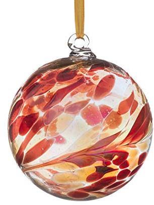 Sienna Glass Birthstone Ball – January Garnet – Handcrafted Mouth-Blown Glass Ornament – Personalised Birthday Gift – Hanging Window Decoration – Keepsake Gift Boxed with Ribbon