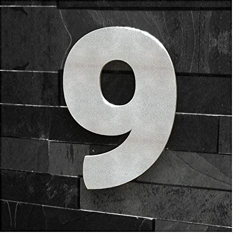 Colours-Manufaktur Hausnummer Nr. 9 - Schriftart: Modern - Höhe: 20-30 cm - viele Farben wählbar (RAL 9007 graualuminium (grau Aluminium Silber) glänzend, 20 cm)