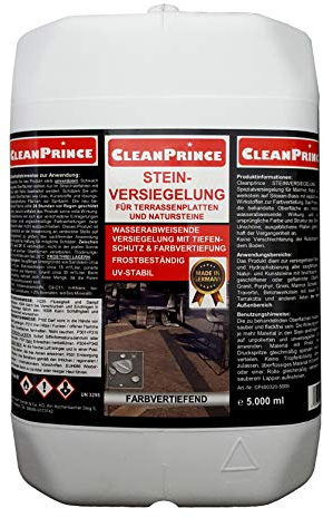 5 Liter CleanPrince Steinversiegelung Terrassenplatten und Natursteine | farbvertiefend Steinsiegel Granit Naturstein