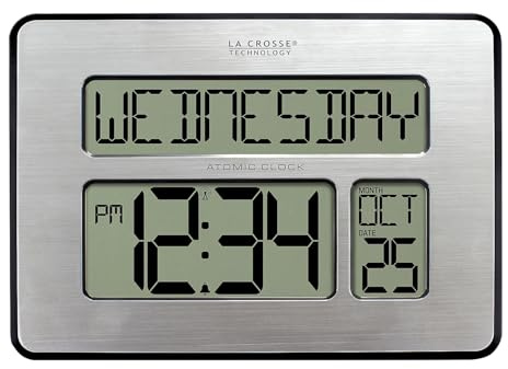 La Crosse Technology Atomic Wall/Table Clock, Metal, 7.5-inch H x 9.75-inch W x 1-inch D (513-1419) (513-1419-INT)