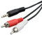 ecabo 10035 Stereo-Kabel 3,5mm Klinke auf 2 x Cinch – Cinch Stecker RCA (rot/weiß) auf 3,5mm Klinken Stecker – Y-Kabel – für Hi-Fi, Stereo-Anlagen, Receiver, Audiogeräte, 2,50m, schwarz