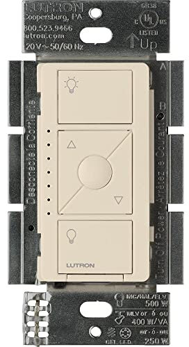 Lutron Caséta Smart Dimmer Switch for ELV+ Bulbs, 250W LED, PD-5NE-LA, Light Almond