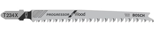 Bosch 5x Stichsägeblatt T 234x Progressor for Wood (für weiches Holz, gerader Schnitt, Professional Zubehör Stichsäge)