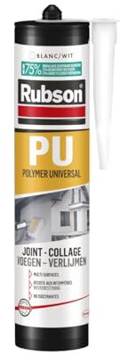 RUBSON PU Mastic Polymère Universel pour Joints et Collages, Coloris blanc, Cartouche de 280 ml, Blanc - Cartouche de 280ml