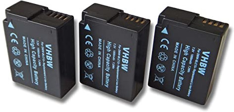 vhbw 3x Replacement Battery compatible with Panasonic Lumix DMC-G70X, DMC-G7HK, DMC-G80, DMC-G80M Camera DSLR (1000mAh, 7.2V, Li-Ion)