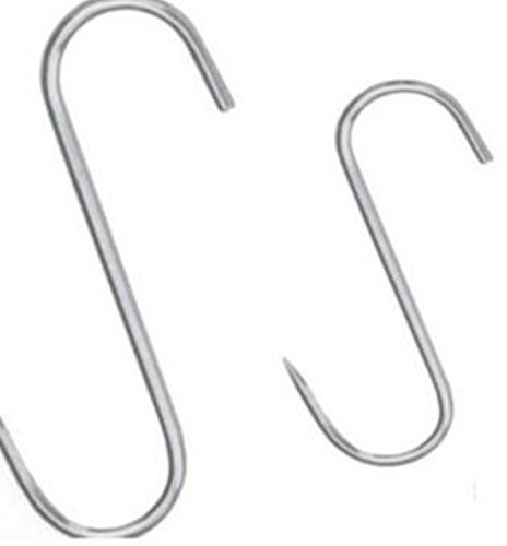 5 STÜCK Kleine EDELSTAHL Fleischhaken 60mm x 3mm - S Haken Fleischerhaken Metzgerhaken Räucherhaken Edelstahlhaken Metzgerei Metzger Fleischer