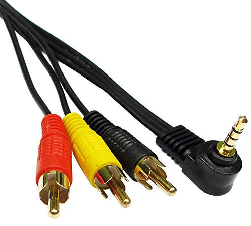 Loops 1m 3.5mm 4 Pole Jack Plug to 3 RCA/PHONO Male AV Cable/Lead - Car TV Video Camera