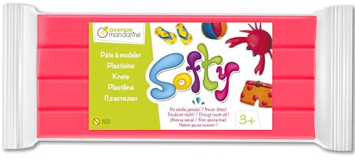 MY MANDARINE SO0870500475C - Block Knetmasse Softy, 500g, ideal ab 3 Jahren, sehr weich, glutenfrei, pflanzlich, Rosa, 1 Stück