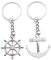 ODETOJOY Paar Keychain Taschenanhänger Schlüsselanhänger Kreative Mini Schiffs Anker/Ruder Metall Anhänger Paar Schlüsselbund Taschen Deko Anhänger KFZ Keys Rucksack Schlüsselringe