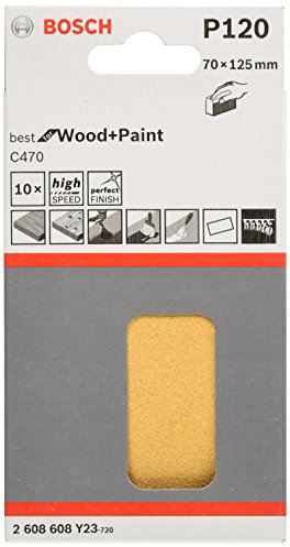 Bosch Professional 2608608y19 Pack 10 Scheiben Schleifmittel C470 70 x 125 mm, Beige, 2608608Y23, 120
